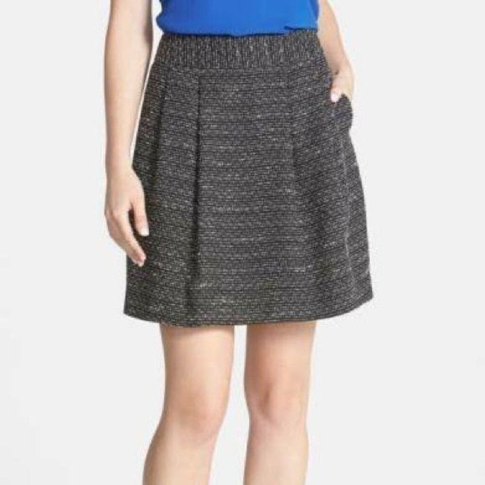 Halogen Black White Tweed A-Line Skirt 10